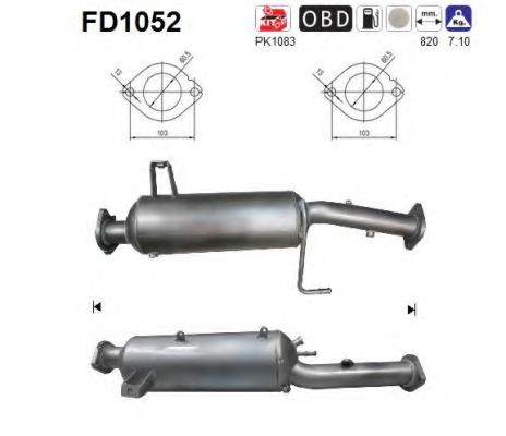 Сажевый / частичный фильтр, система выхлопа ОГ AS FD1052