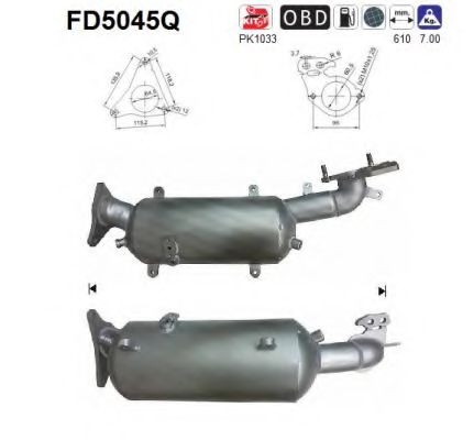 Сажевый / частичный фильтр, система выхлопа ОГ AS FD5045Q