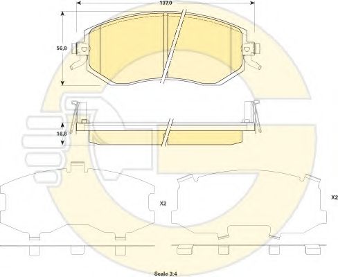 Комплект тормозных колодок, дисковый тормоз GIRLING 6135199