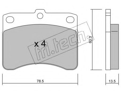 Комплект тормозных колодок, дисковый тормоз fri.tech. 2100