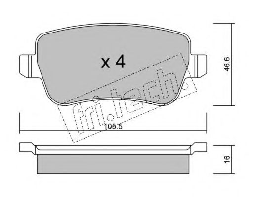Комплект тормозных колодок, дисковый тормоз fri.tech. 24348