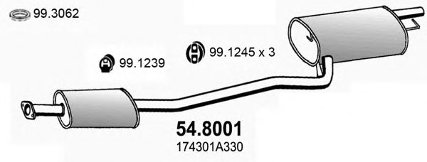 Средний / конечный глушитель ОГ ASSO 54.8001