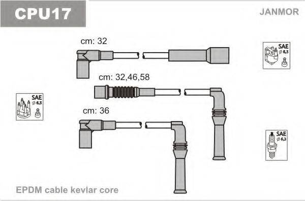 Комплект проводов зажигания JANMOR CPU17