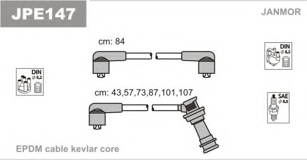 Комплект проводов зажигания JANMOR JPE147