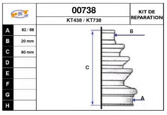 Комплект пылника, приводной вал SNRA KT738