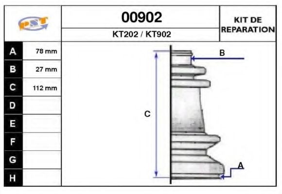 Комплект пылника, приводной вал SNRA 00902