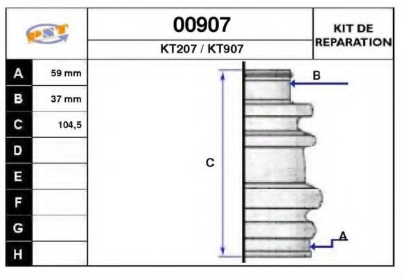 Комплект пылника, приводной вал SNRA 00907