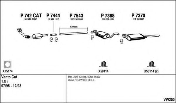 Система выпуска ОГ FENNO VW250