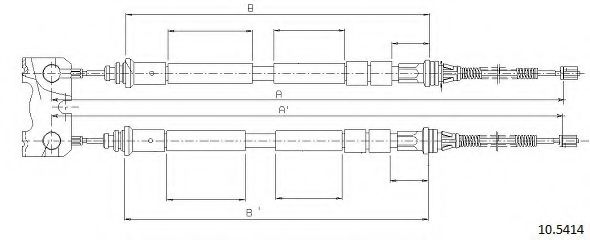 Трос, стояночная тормозная система CABOR 10.5414
