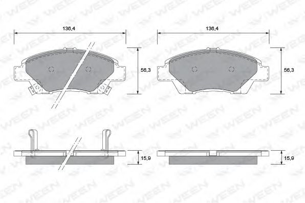 Комплект тормозных колодок, дисковый тормоз WEEN 151-2568