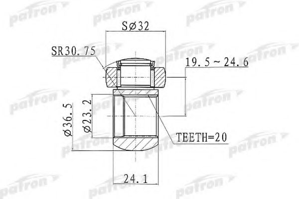 Муфта с шипами, приводной вал PATRON PTD002