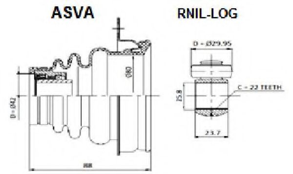 Шарнирный комплект, приводной вал ASVA RNIL-LOG