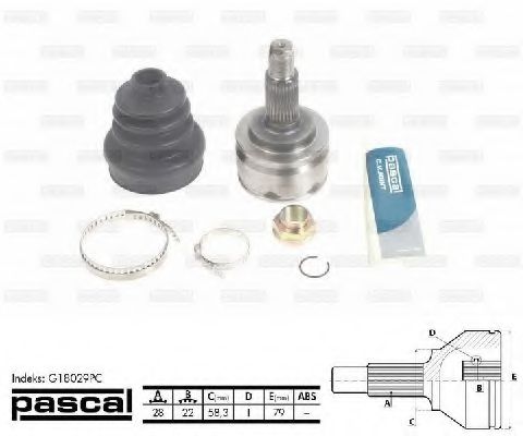 Шарнирный комплект, приводной вал PASCAL G18029PC
