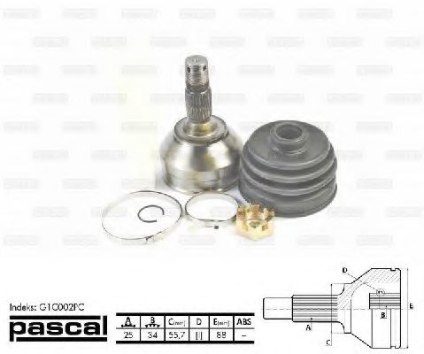 Шарнирный комплект, приводной вал PASCAL G1C002PC