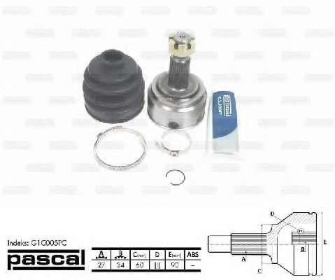 Шарнирный комплект, приводной вал PASCAL G1C005PC
