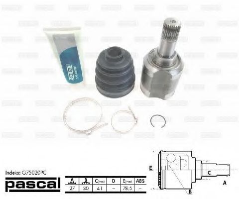Шарнирный комплект, приводной вал PASCAL G75020PC