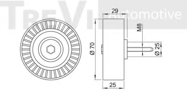 Паразитный / ведущий ролик, поликлиновой ремень TREVI AUTOMOTIVE TA1950