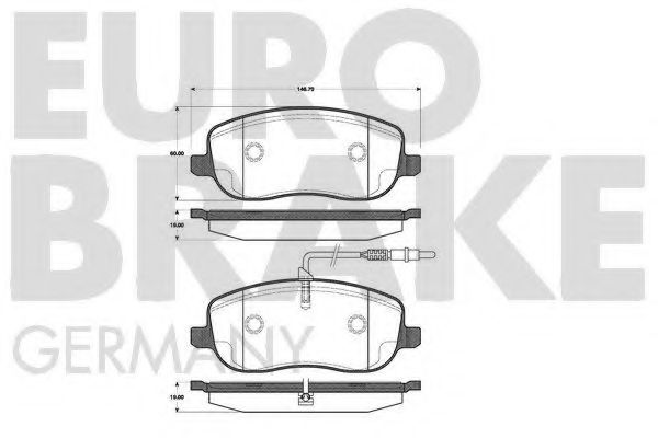 Комплект тормозных колодок, дисковый тормоз EUROBRAKE 5502221952