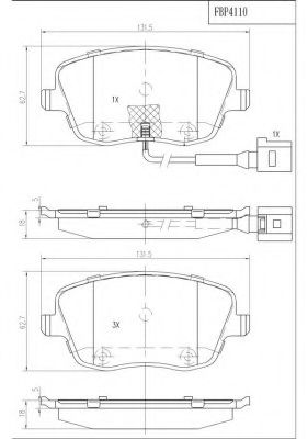 Комплект тормозных колодок, дисковый тормоз FI.BA FBP4110