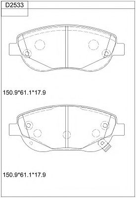 Комплект тормозных колодок, дисковый тормоз ASIMCO KD2533