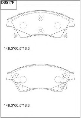Комплект тормозных колодок, дисковый тормоз ASIMCO KD6517F
