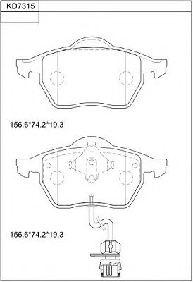 Комплект тормозных колодок, дисковый тормоз ASIMCO KD7315