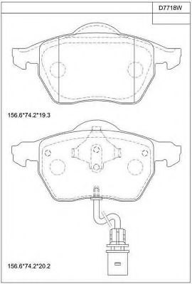 Комплект тормозных колодок, дисковый тормоз ASIMCO KD7718W