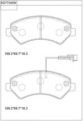 Комплект тормозных колодок, дисковый тормоз ASIMCO KD77340W