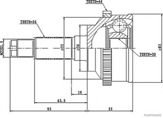 Шарнирный комплект, приводной вал HERTH+BUSS JAKOPARTS J2823116