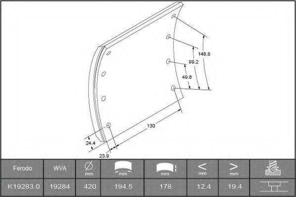 Комплект тормозных башмаков, барабанные тормоза FERODO K19283.0-F3658
