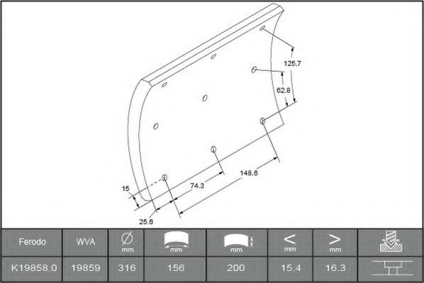 Комплект тормозных башмаков, барабанные тормоза FERODO K19858.0-F3664