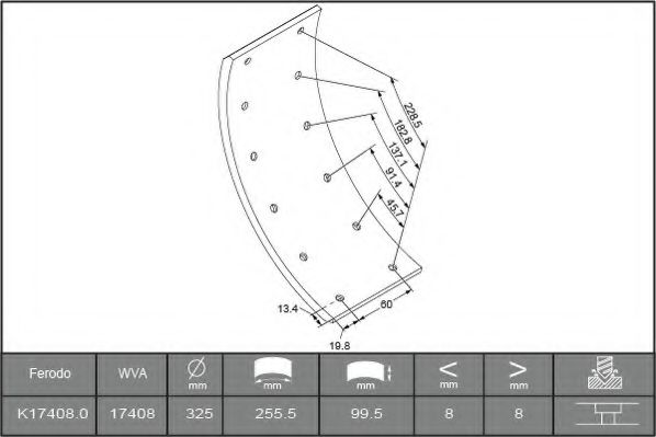 Комплект тормозных башмаков, барабанные тормоза FERODO K17408.0TG
