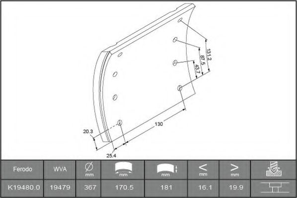 Комплект тормозных башмаков, барабанные тормоза FERODO K19480.0TC