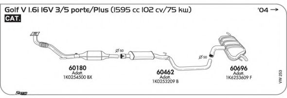 Система выпуска ОГ AKS DASIS SGVW253