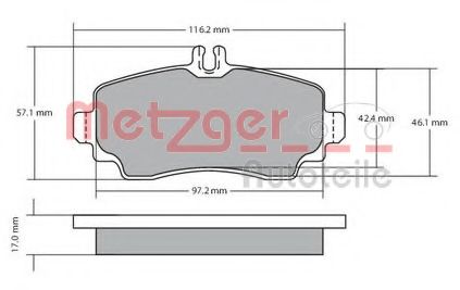 Комплект тормозных колодок, дисковый тормоз METZGER 1170041