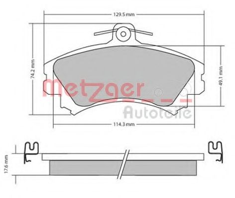 Комплект тормозных колодок, дисковый тормоз METZGER 1170166