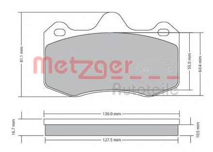 Комплект тормозных колодок, дисковый тормоз METZGER 1170656