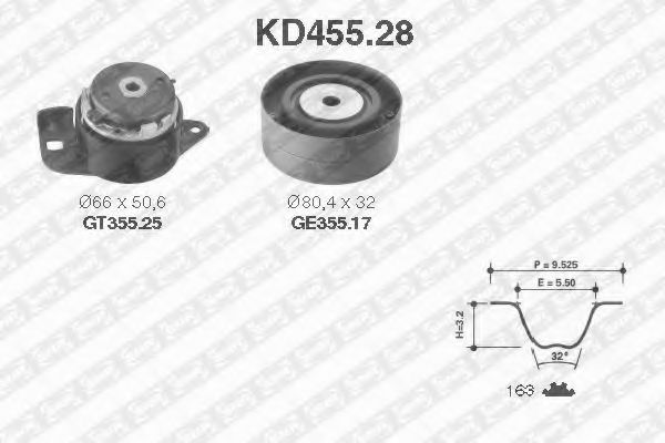 Комплект ремня ГРМ SNR KD455.28