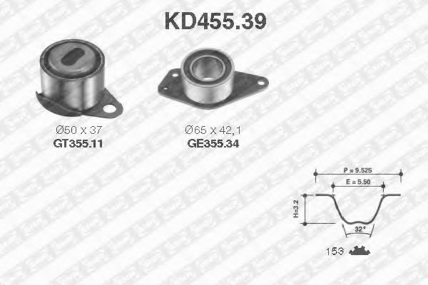 Комплект ремня ГРМ SNR KD455.39