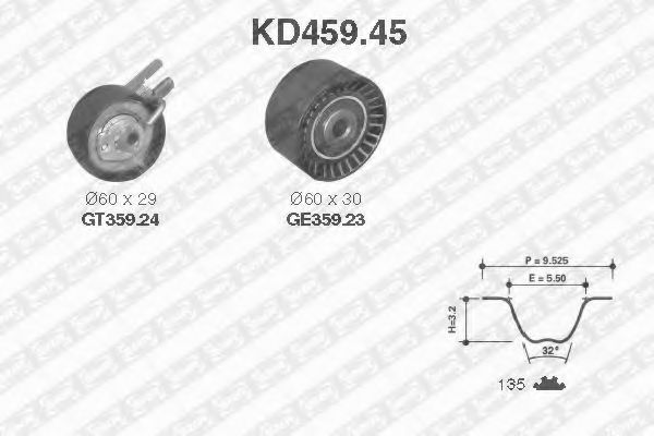 Комплект ремня ГРМ SNR KD459.45