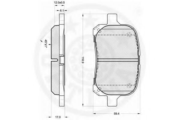Комплект тормозных колодок, дисковый тормоз OPTIMAL 12213