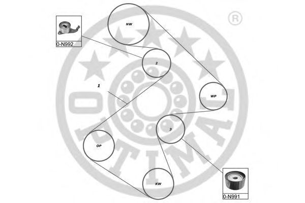 Комплект ремня ГРМ OPTIMAL R1143