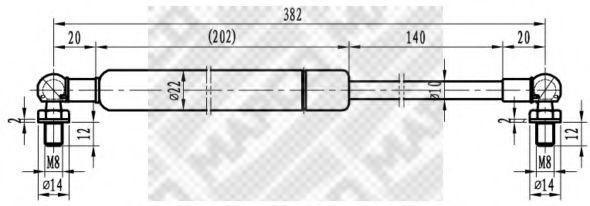 Газовая пружина, крышка багажник MAPCO 91540