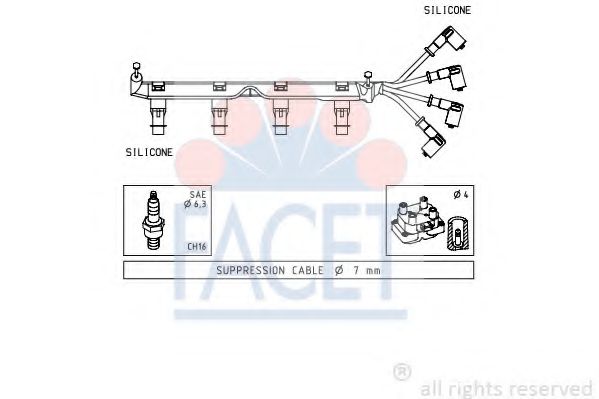 Комплект проводов зажигания FACET 4.7049