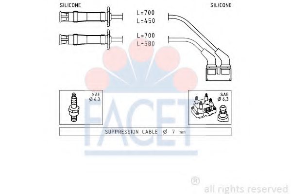 Комплект проводов зажигания FACET 4.9446