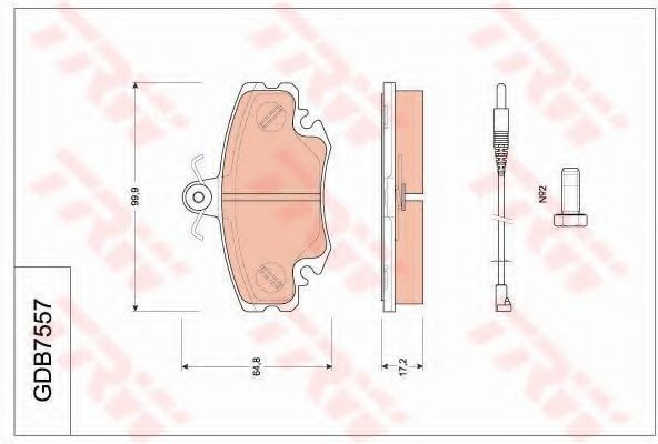 Комплект тормозных колодок, дисковый тормоз TRW GDB7557