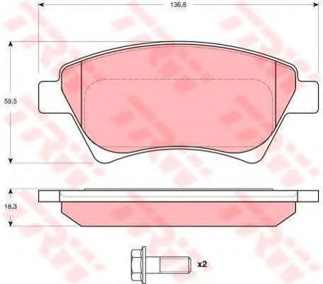 Комплект тормозов, дисковый тормозной механизм TRW GTD1161