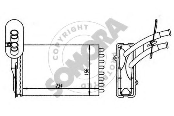 Теплообменник, отопление салона; Радиатор, охлаждение двигателя SOMORA 350550