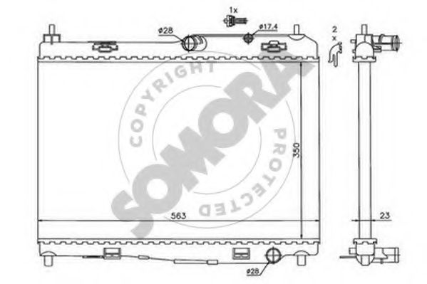 Радиатор, охлаждение двигателя SOMORA 092740