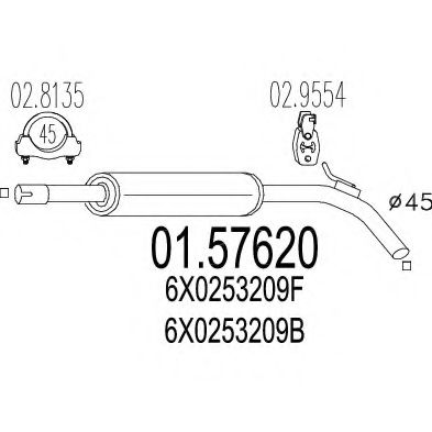 Средний глушитель выхлопных газов MTS 01.57620